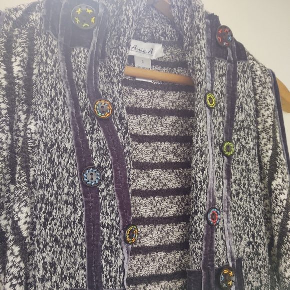 Colorful🎨Buttons Artsy Velvet-Sweater Vest~ by Anis A Size: S - Picture 7 of 8